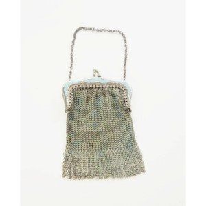 Antique Mini Bag Chatelaine Chain Mail Metal Little Purse Vintage Accessory
